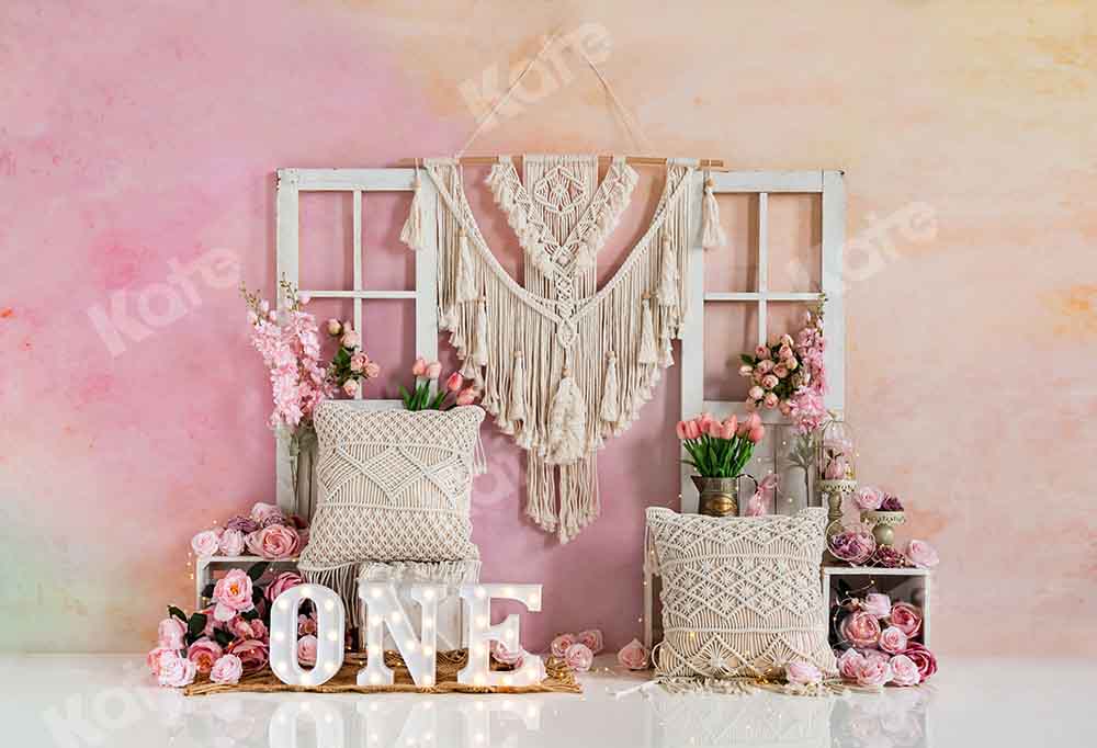 Kate Boho Flowers Backdrop Birthday Designed by Emetselch