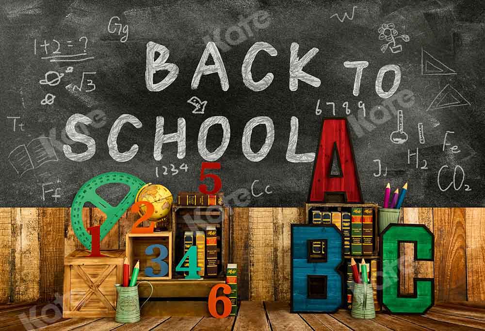 Kate Back To School Backdrop Blackboard Stationery Designed by Emetselch - Kate Backdrop AU