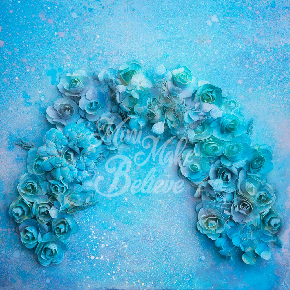 Kate Blue Floral Rose Rainbow Backdrop Designed by Mini MakeBelieve - Kate Backdrop AU