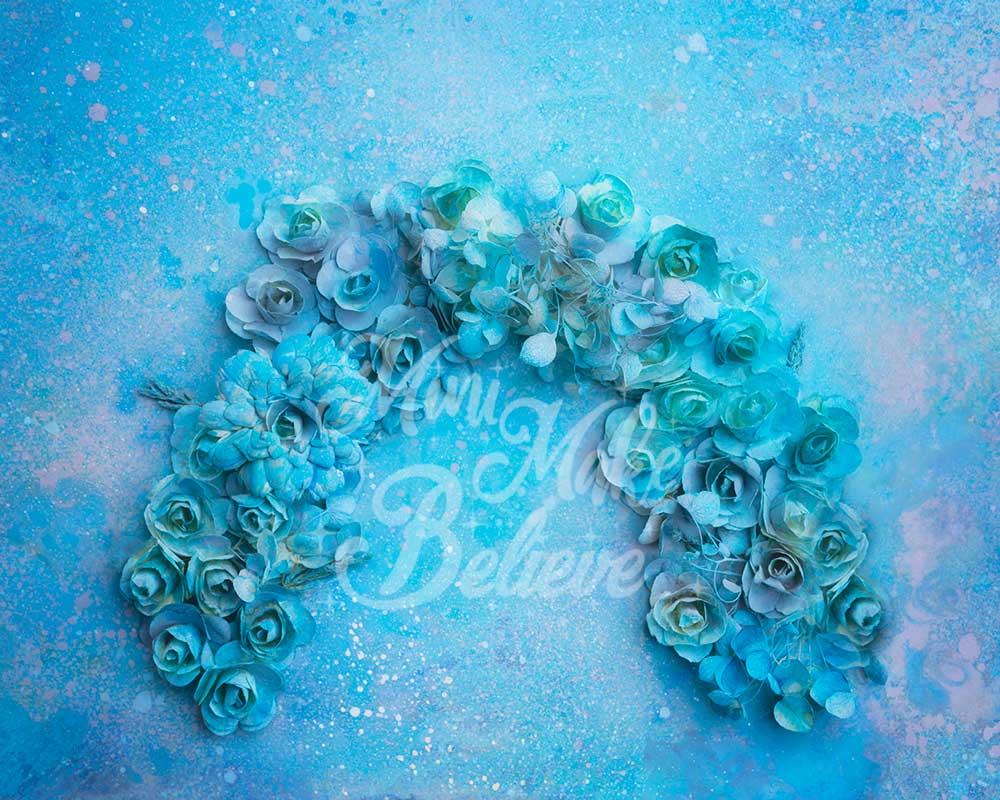 Kate Blue Floral Rose Rainbow Backdrop Designed by Mini MakeBelieve - Kate Backdrop AU
