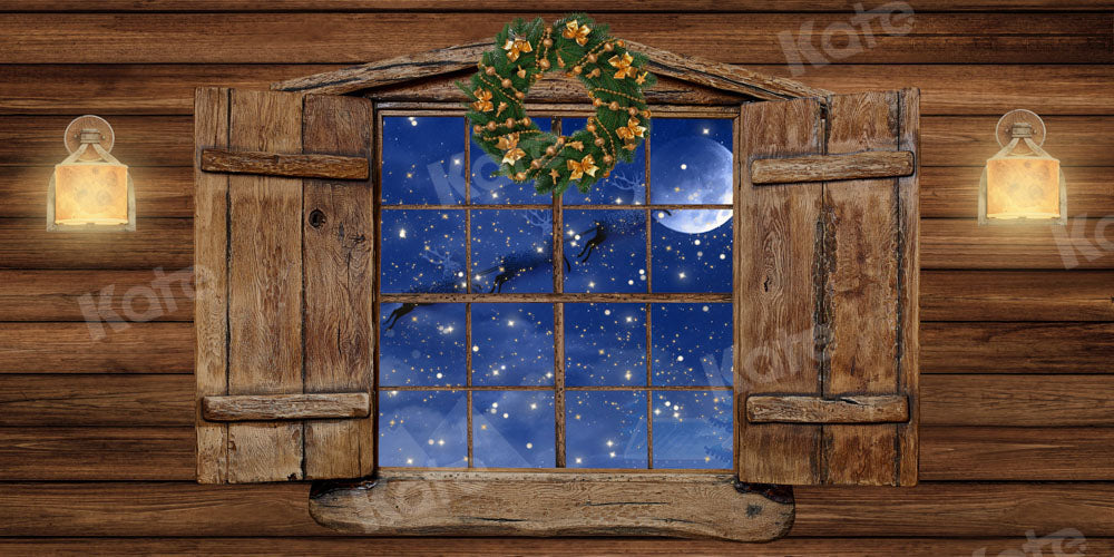 Kate Christmas Window Scene Backdrop Wooden House Designed by Chain Photography - Kate Backdrop AU