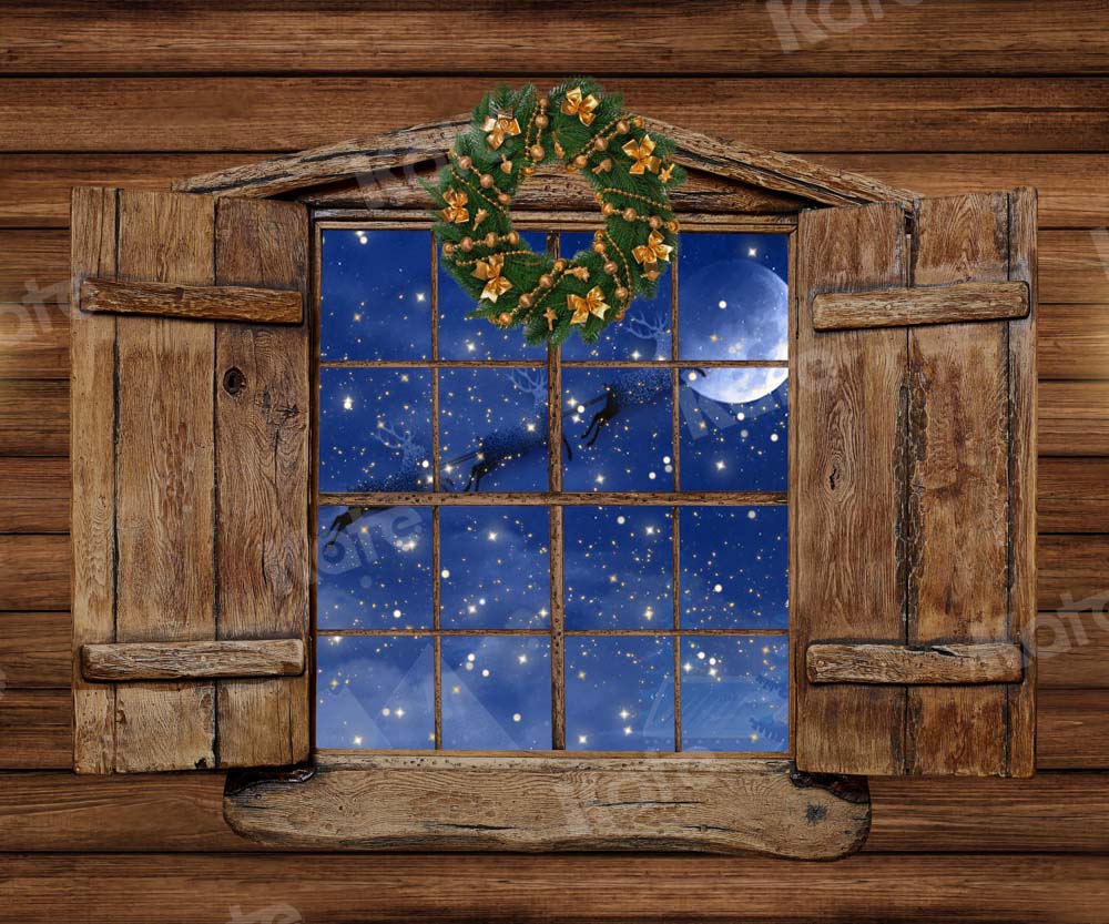Kate Christmas Window Scene Backdrop Wooden House Designed by Chain Photography - Kate Backdrop AU