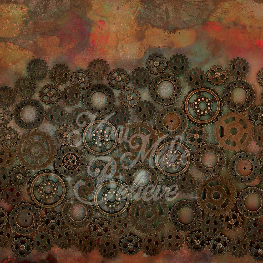 Kate Steampunk Gears Wall Backdrop for Photography Designed by Mini MakeBelieve - Kate Backdrop AU