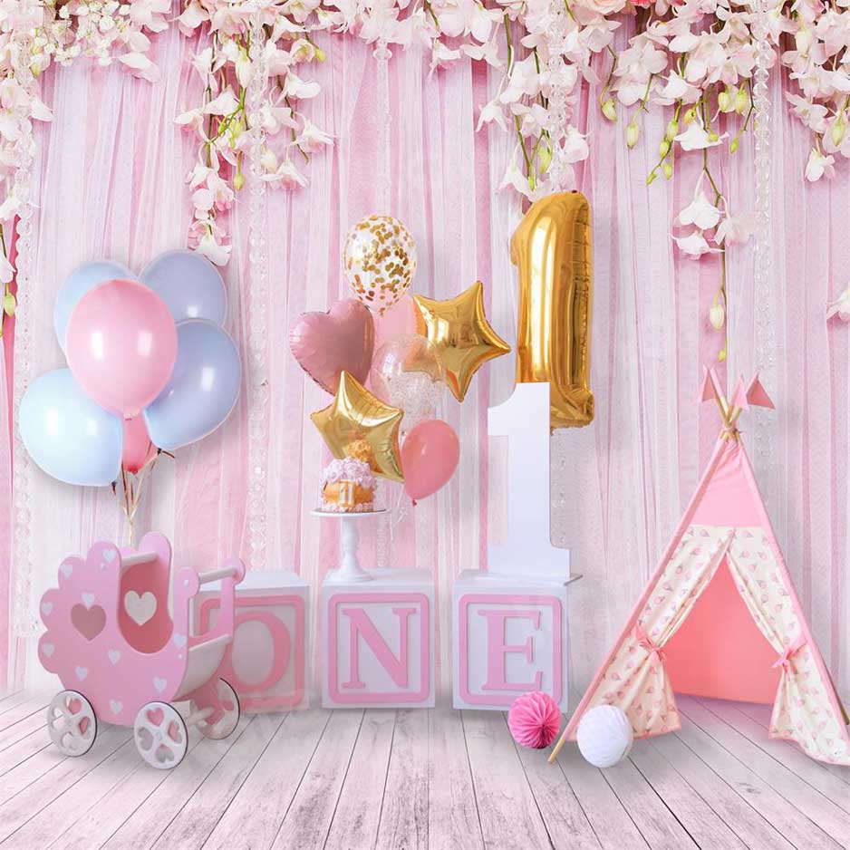 Kate Girl's First Birthday Backdrop Pink Dream for Photography - Kate Backdrop AU