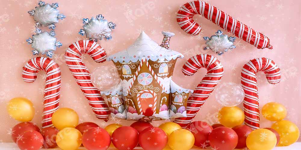 Kate Christmas Balloon Gingerbread House Backdrop Designed by Emetselch - Kate Backdrop AU