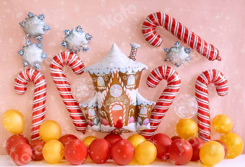 Kate Christmas Balloon Gingerbread House Backdrop Designed by Emetselch - Kate Backdrop AU