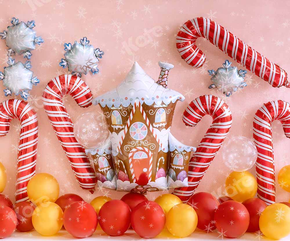 Kate Christmas Balloon Gingerbread House Backdrop Designed by Emetselch - Kate Backdrop AU