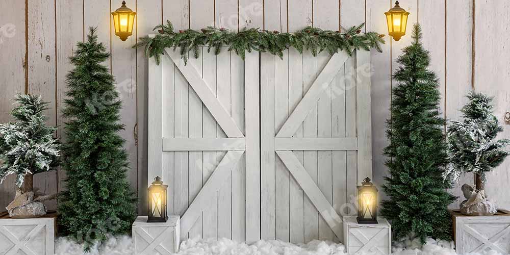 Kate Christmas Snow Winter Wooden Stripes Backdrop Designed by Emetselch - Kate Backdrop AU