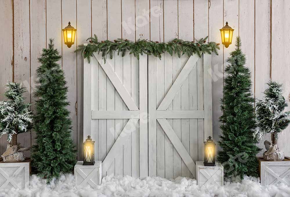 Kate Christmas Snow Winter Wooden Stripes Backdrop Designed by Emetselch - Kate Backdrop AU