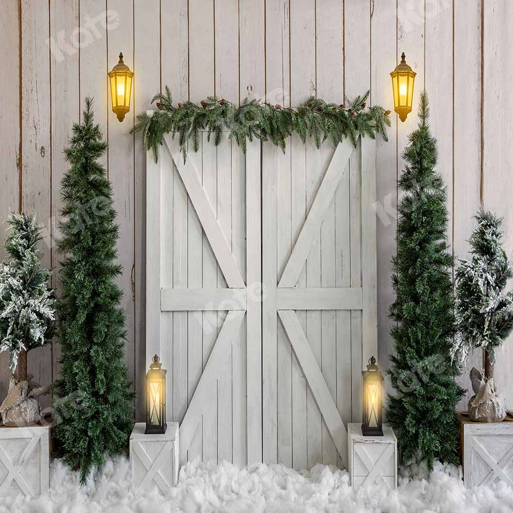 Kate Christmas Snow Winter Wooden Stripes Backdrop Designed by Emetselch - Kate Backdrop AU