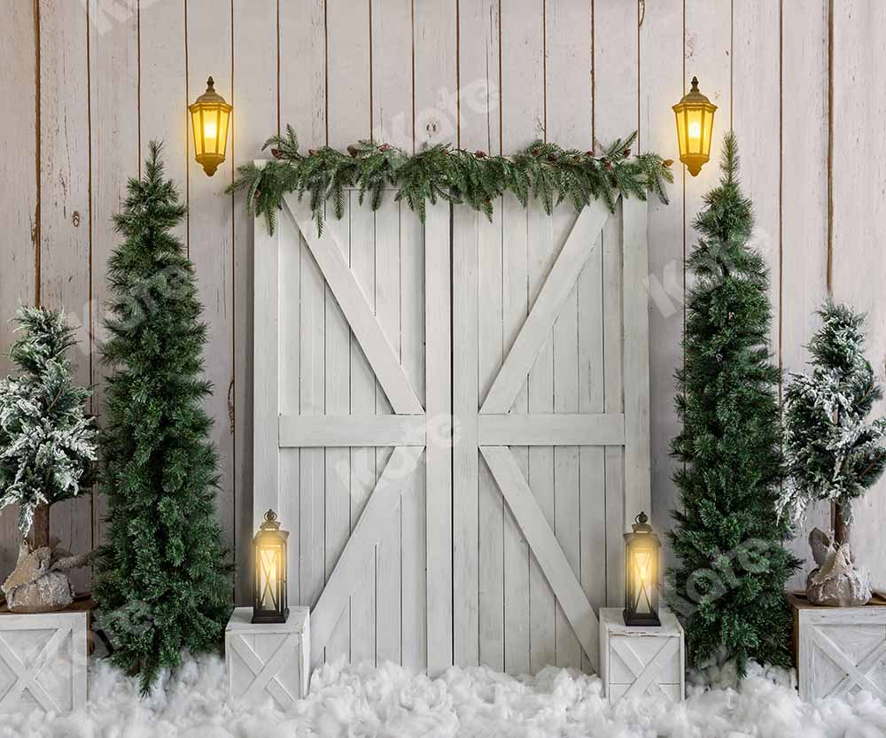 Kate Christmas Snow Winter Wooden Stripes Backdrop Designed by Emetselch - Kate Backdrop AU