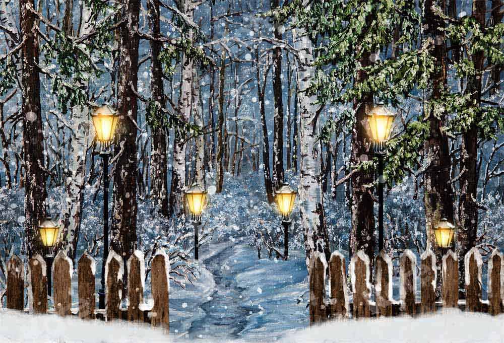 Kate Winter Christmas Snow Backdrop Oil Painting Designed by Chain Photography - Kate Backdrop AU
