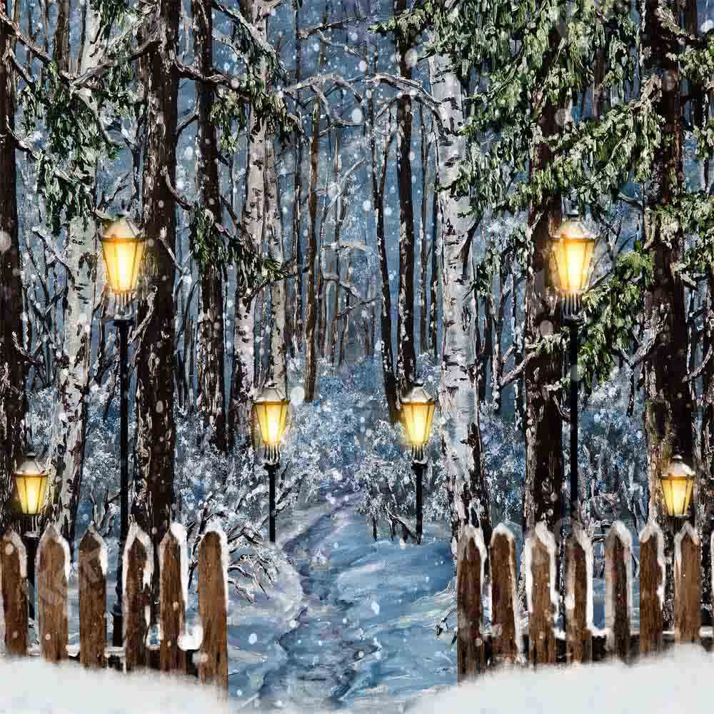 Kate Winter Christmas Snow Backdrop Oil Painting Designed by Chain Photography - Kate Backdrop AU