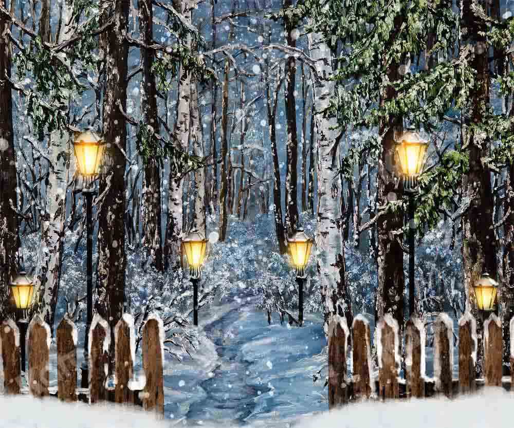 Kate Winter Christmas Snow Backdrop Oil Painting Designed by Chain Photography - Kate Backdrop AU