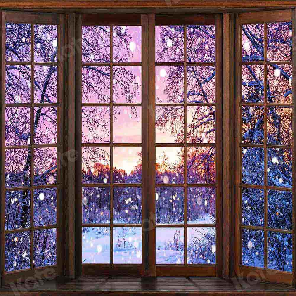 Kate Winter Christmas Night Backdrop French Window Designed by Chain Photography - Kate Backdrop AU