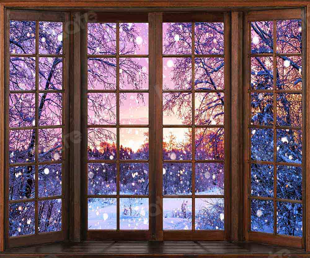 Kate Winter Christmas Night Backdrop French Window Designed by Chain Photography - Kate Backdrop AU