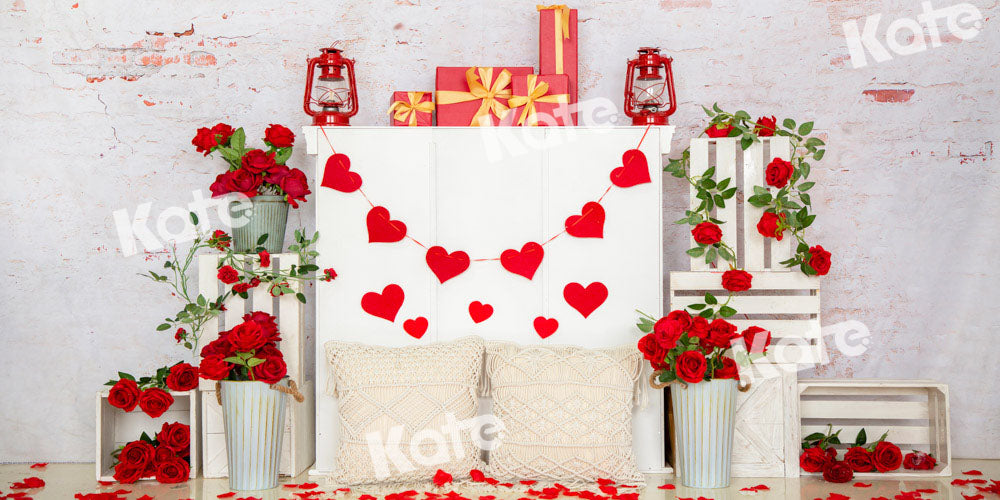 Kate Rose Valentine's Day Backdrop Brick Wall Designed by Emetselch - Kate Backdrop AU