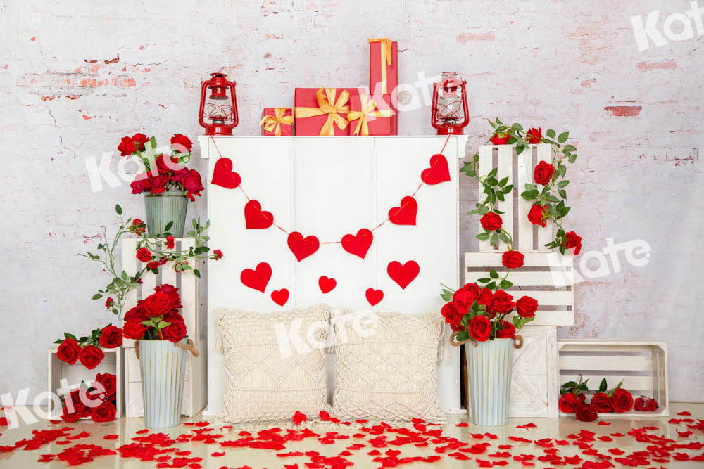 Kate Rose Valentine's Day Backdrop Brick Wall Designed by Emetselch - Kate Backdrop AU