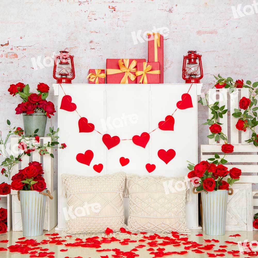 Kate Rose Valentine's Day Backdrop Brick Wall Designed by Emetselch - Kate Backdrop AU