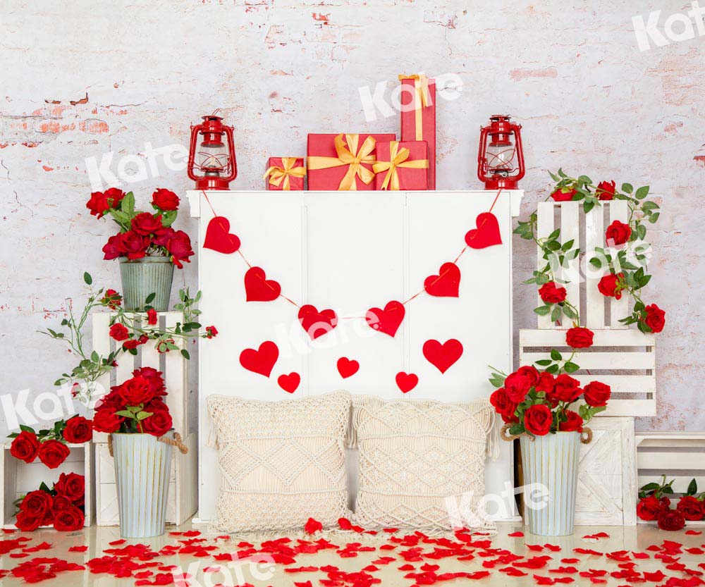 Kate Rose Valentine's Day Backdrop Brick Wall Designed by Emetselch - Kate Backdrop AU