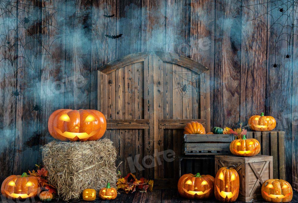 Kate Halloween Pumpkin Backdrop Barn Door Designed by Emetselch - Kate Backdrop AU