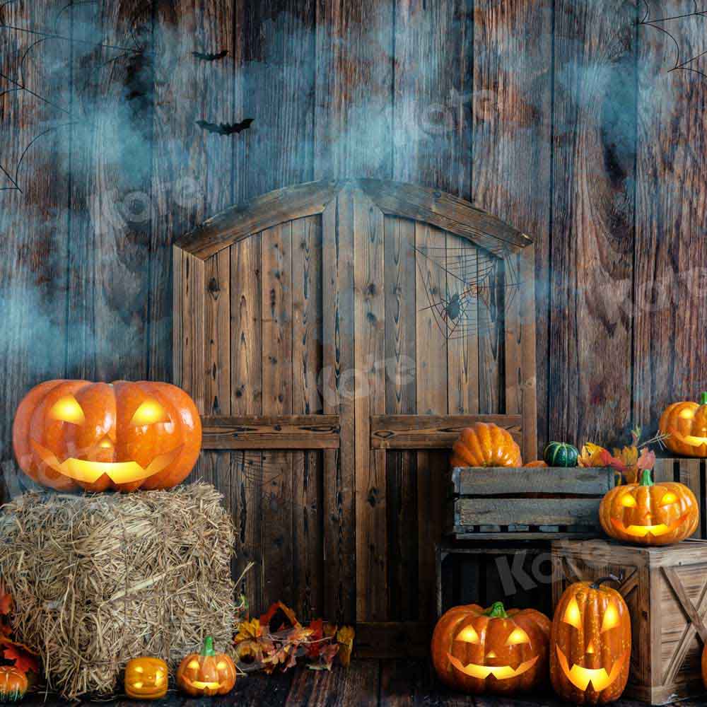 Kate Halloween Pumpkin Backdrop Barn Door Designed by Emetselch - Kate Backdrop AU