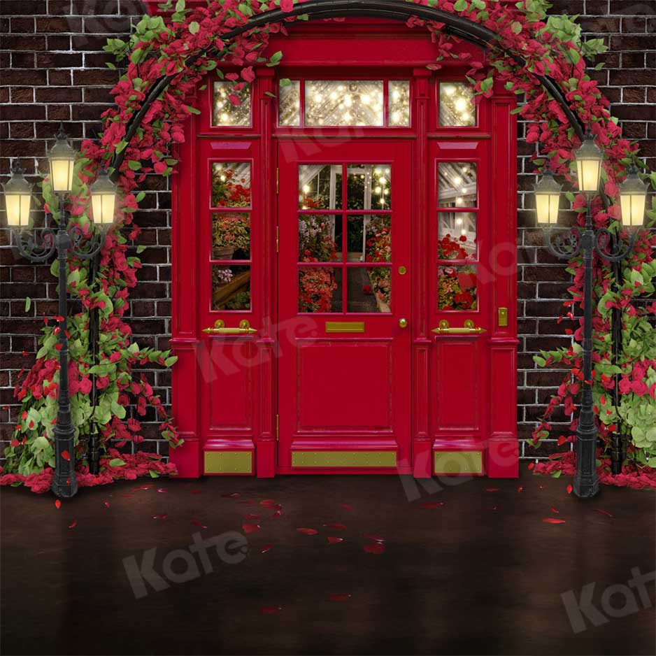 Kate Valentine's Day Store Backdrop Downtown Red for Photography - Kate Backdrop AU