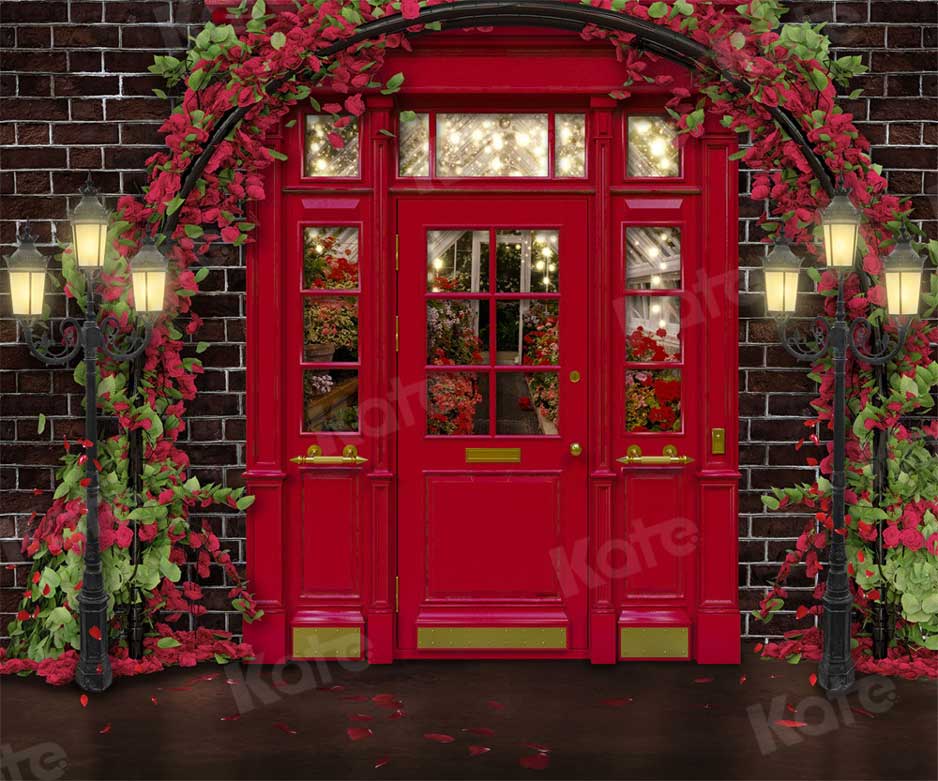 Kate Valentine's Day Store Backdrop Downtown Red for Photography - Kate Backdrop AU