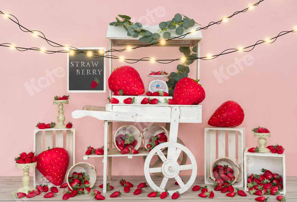 Kate Strawberry Birthday Backdrop Vending Truck Fruit Designed by Emetselch - Kate Backdrop AU