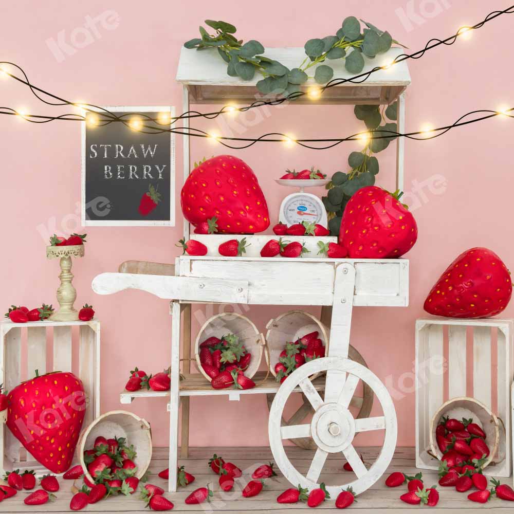 Kate Strawberry Birthday Backdrop Vending Truck Fruit Designed by Emetselch - Kate Backdrop AU