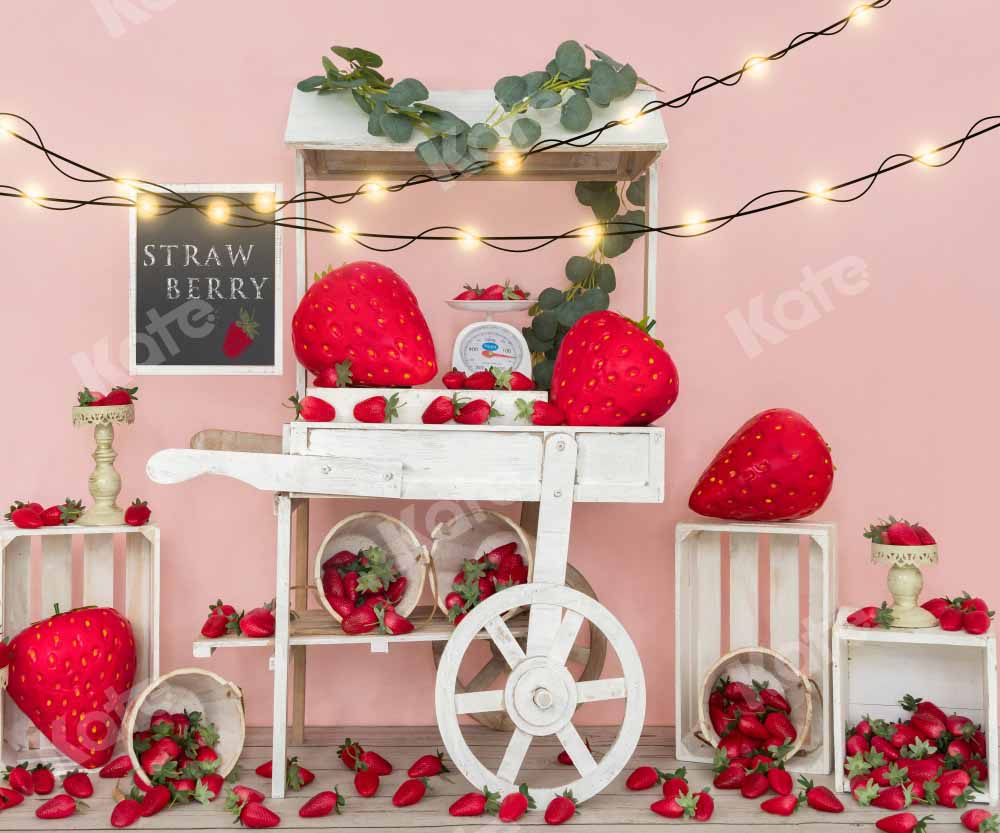 Kate Strawberry Birthday Backdrop Vending Truck Fruit Designed by Emetselch - Kate Backdrop AU