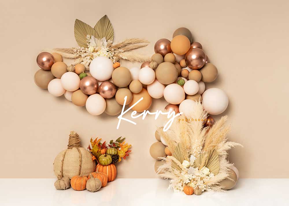 Kate Boho Backdrop Autumn Floral Pumpkin for Photography Designed by Kerry Anderson - Kate Backdrop AU