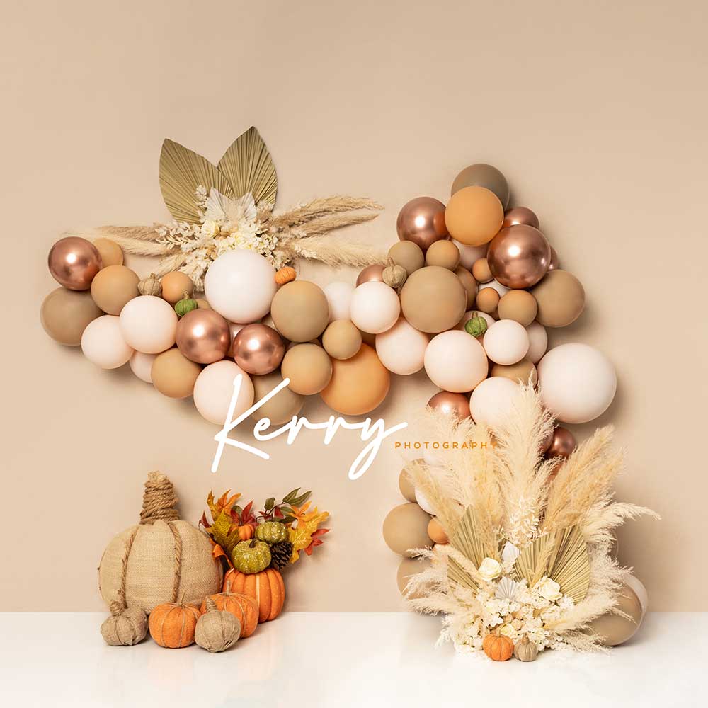 Kate Boho Backdrop Autumn Floral Pumpkin for Photography Designed by Kerry Anderson - Kate Backdrop AU
