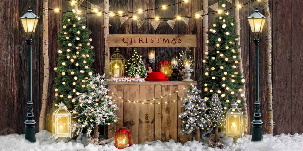Kate Christmas Winter Backdrop Wood Grain Snow Designed by Emetselch - Kate Backdrop AU