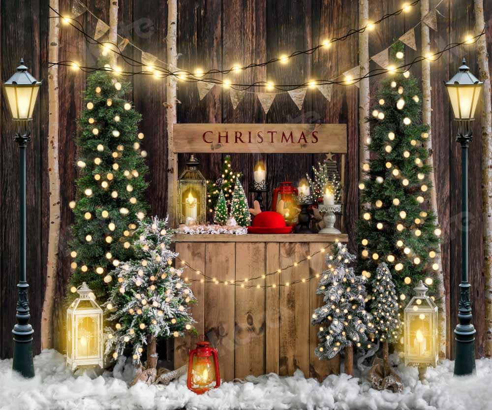 Kate Christmas Winter Backdrop Wood Grain Snow Designed by Emetselch - Kate Backdrop AU