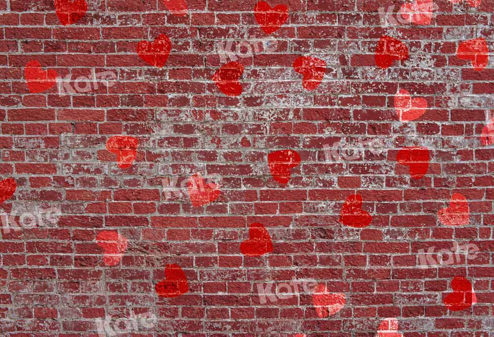 Kate Red Brick Wall Backdrop Heart Shaped Romantic Designed by Chain Photography - Kate Backdrop AU
