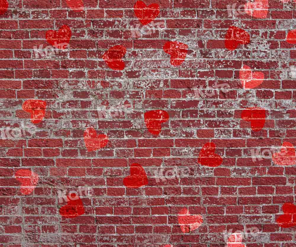 Kate Red Brick Wall Backdrop Heart Shaped Romantic Designed by Chain Photography - Kate Backdrop AU