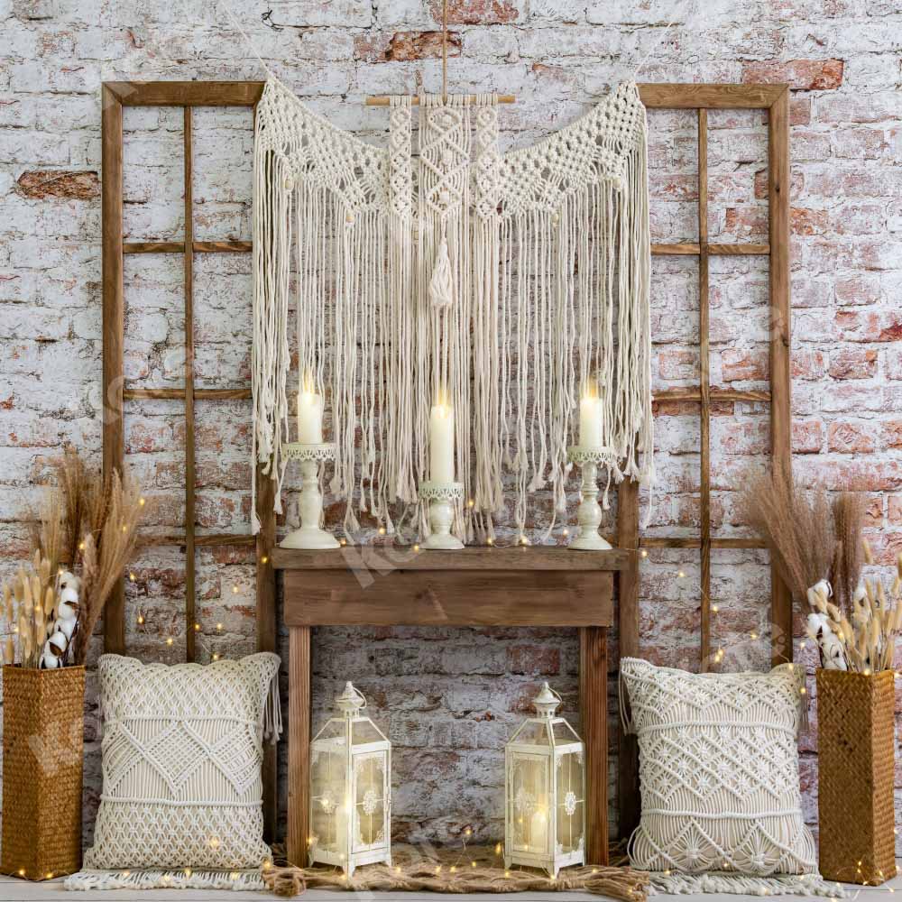 Kate Boho Autumn Backdrop Brick Wall Designed by Emetselch - Kate Backdrop AU
