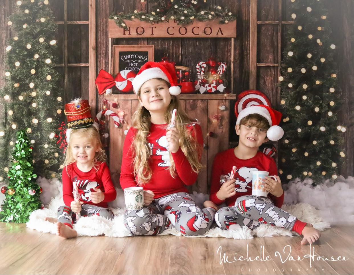 Kate Christmas Tree Backdrop Winter Hot Cocoa Designed by Emetselch - Kate Backdrop AU