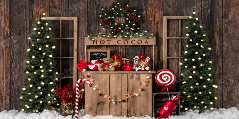 Kate Christmas Tree Backdrop Winter Hot Cocoa Designed by Emetselch - Kate Backdrop AU