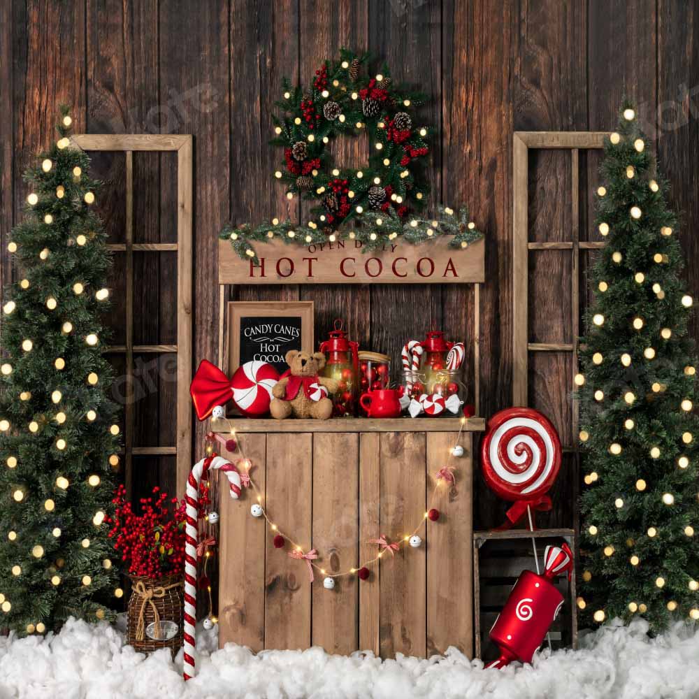 Kate Christmas Tree Backdrop Winter Hot Cocoa Designed by Emetselch - Kate Backdrop AU