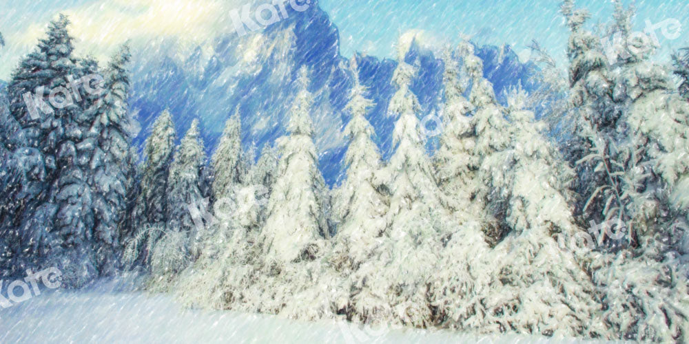 Kate Winter Backdrop Snow Woods Snowstorm Designed by GQ - Kate Backdrop AU