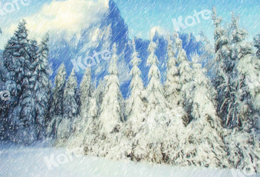 Kate Winter Backdrop Snow Woods Snowstorm Designed by GQ - Kate Backdrop AU
