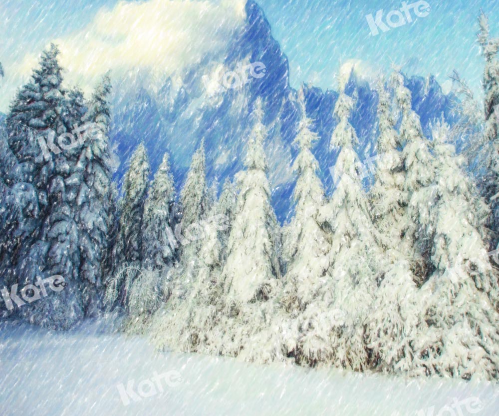 Kate Winter Backdrop Snow Woods Snowstorm Designed by GQ - Kate Backdrop AU