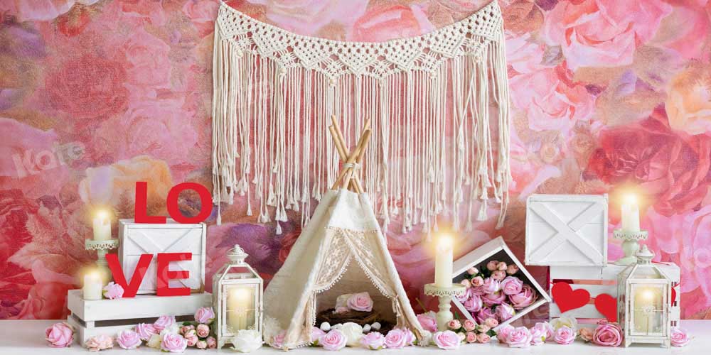 Kate Valentine's Day Tent Backdrop Pink Love Designed by Emetselch - Kate Backdrop AU