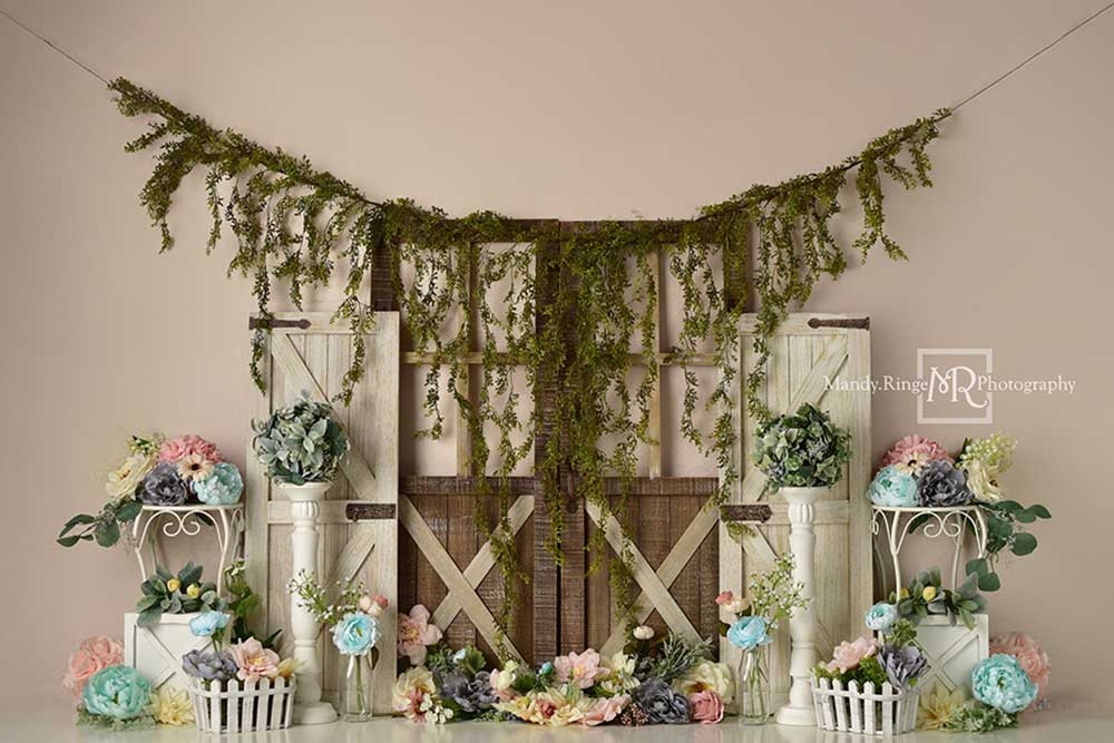 Kate Rustic Pastel Backdrop Spring Floral Designed by Mandy Ringe Photography - Kate Backdrop AU