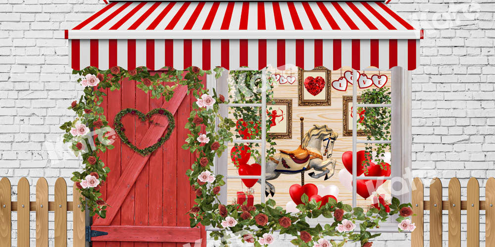 Kate Valentine's Day Backdrop Cupid Store Horse Designed by Chain Photography - Kate Backdrop AU