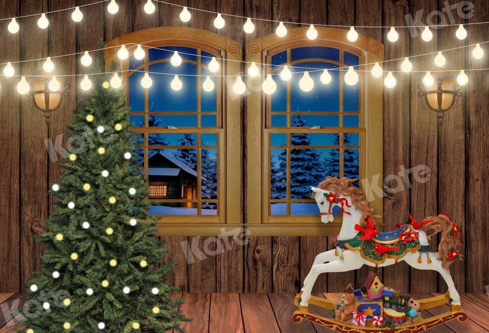 Kate Trojan Christmas Backdrop Wooden House Window Designed by Chain Photography - Kate Backdrop AU