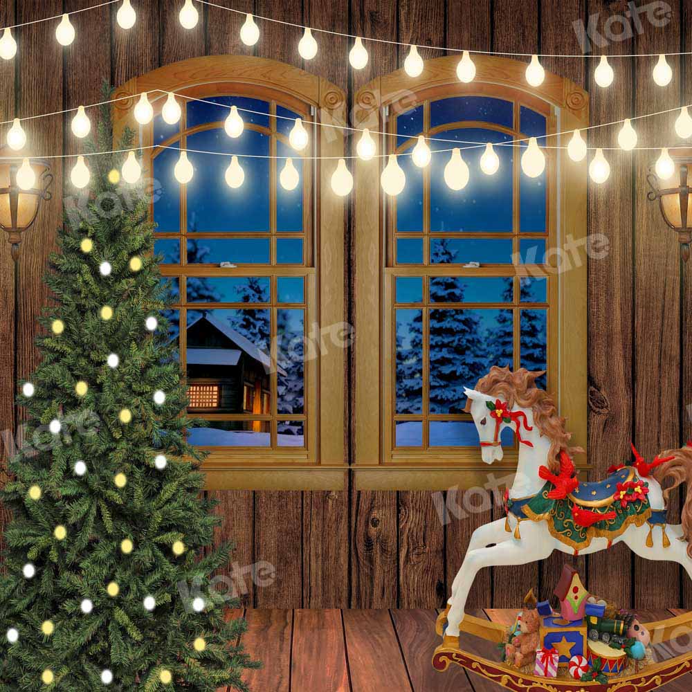 Kate Trojan Christmas Backdrop Wooden House Window Designed by Chain Photography - Kate Backdrop AU