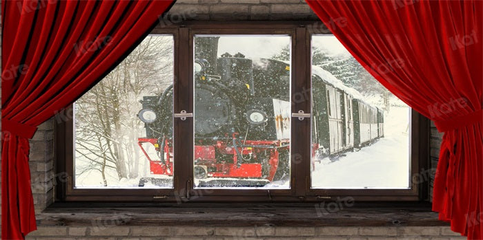 Kate Winter Snow Backdrop Train Outside Window for Photography - Kate Backdrop AU